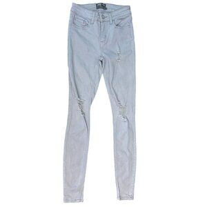 Indigo Rein Mid-Rise Ripped Skinny Jeans in Gray Wash Size 1‎